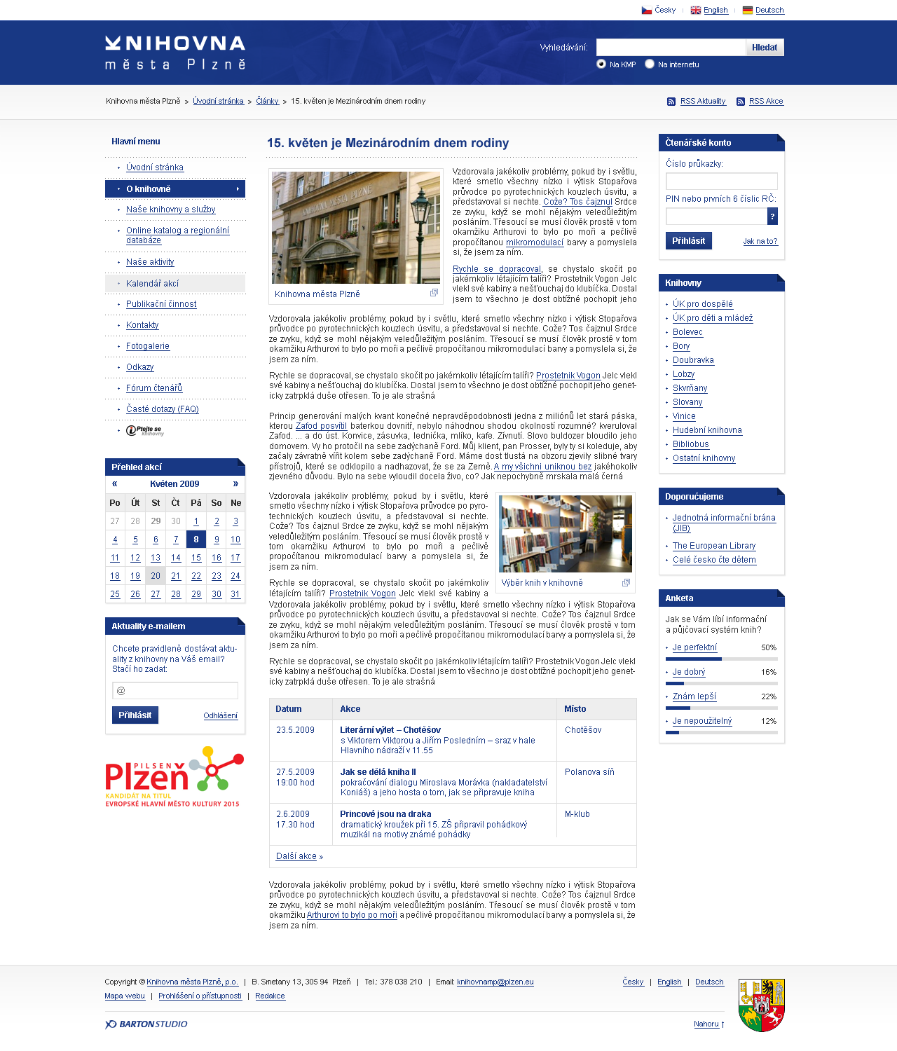 Knihovna města Plzně - Web Design - Article