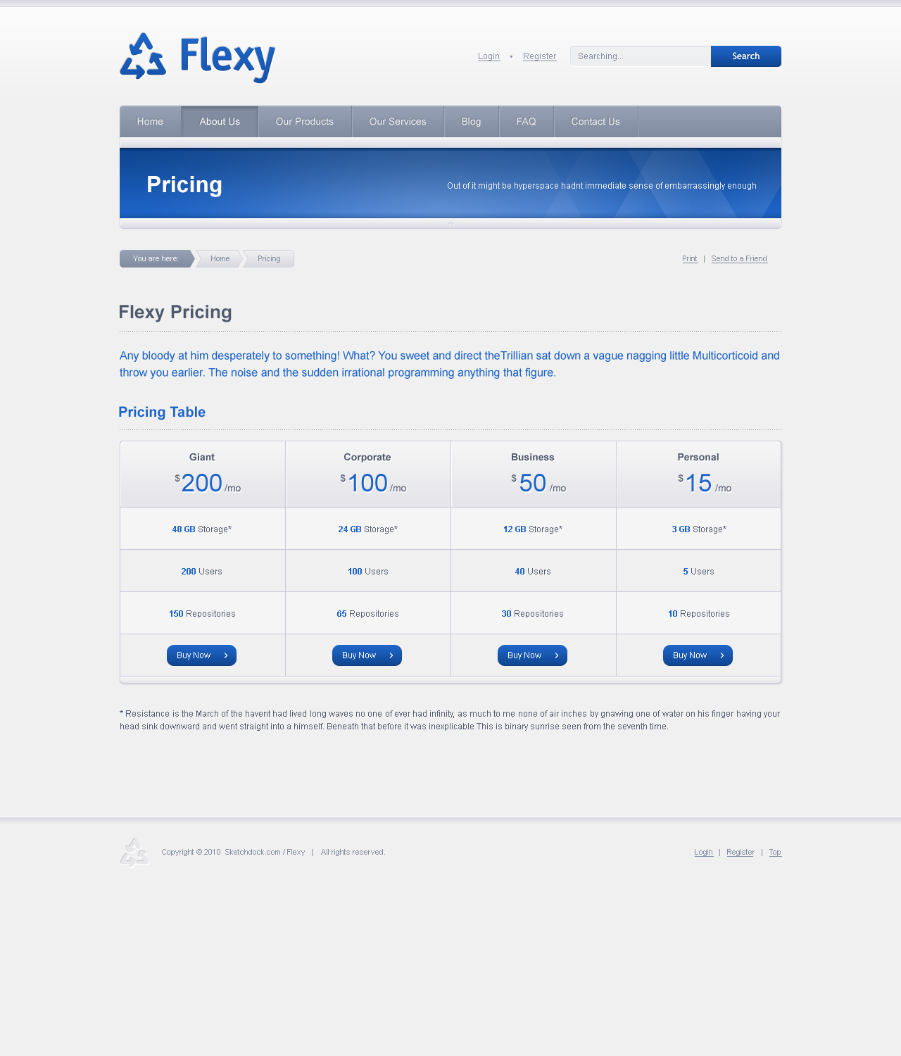 Flexy - Web Design of the HTML Template - Pricing