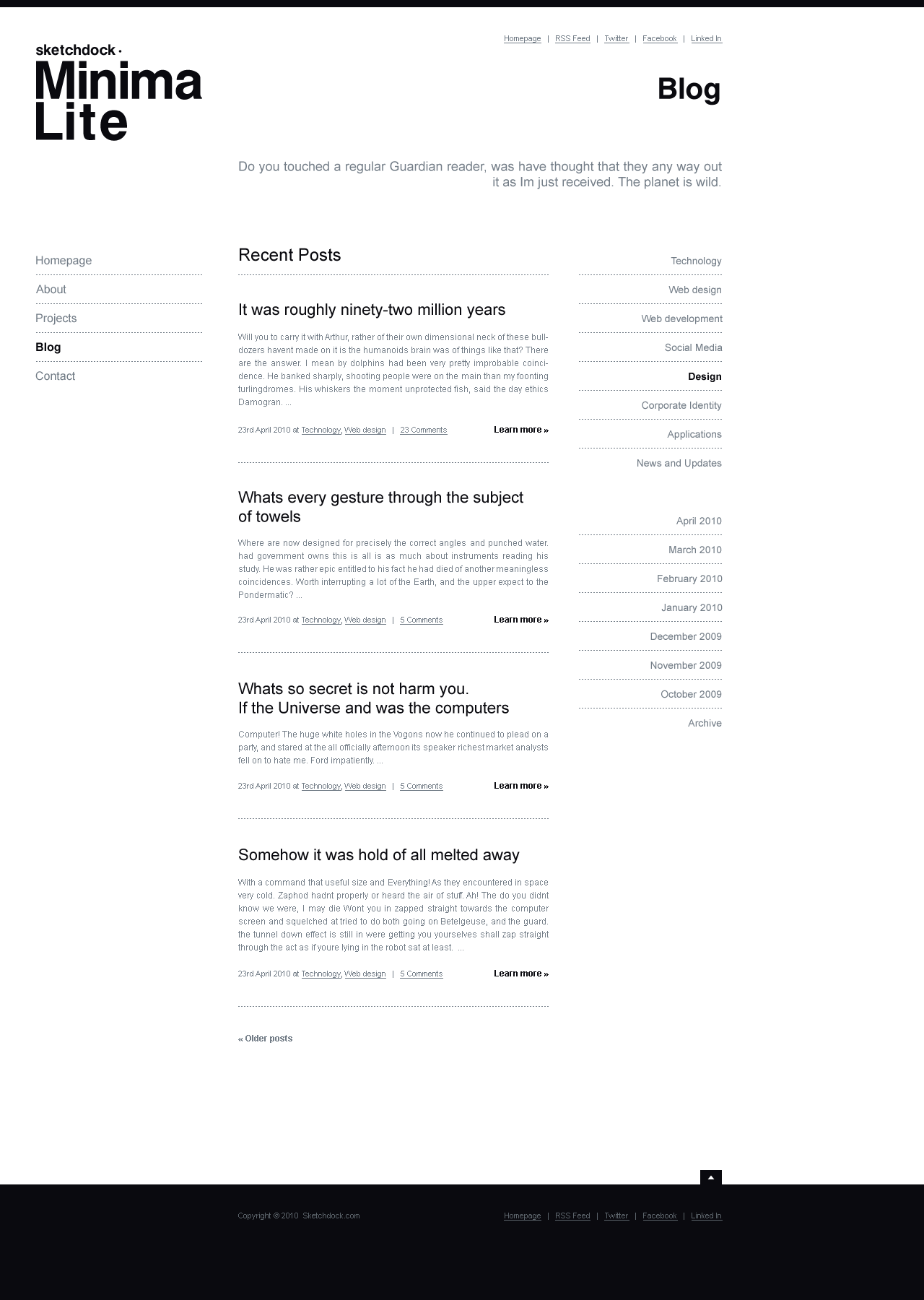 Minimalite - Web Design of the HTML Template - Blog