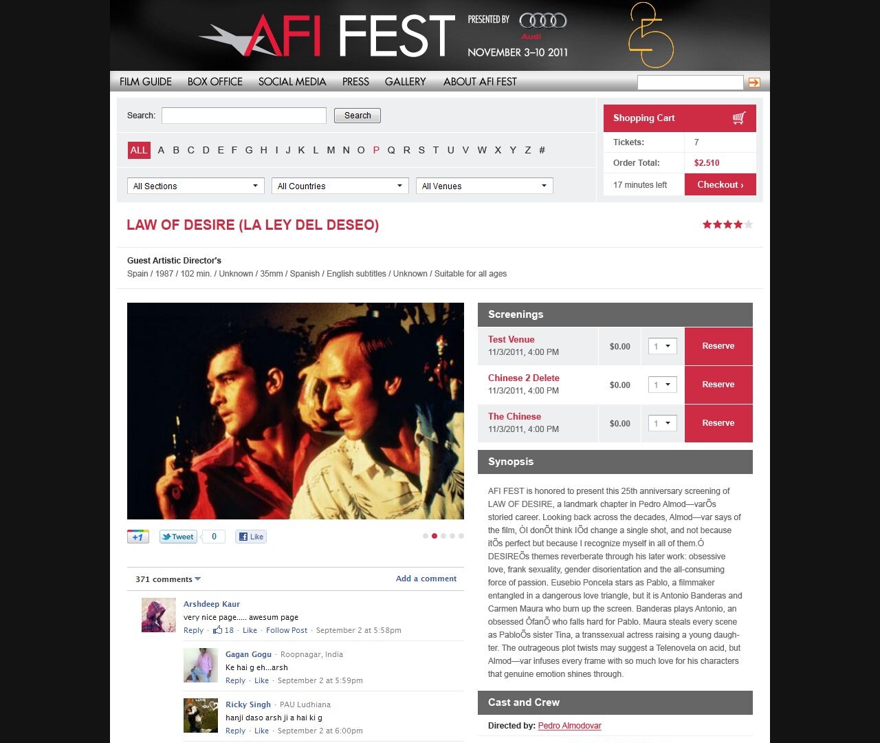 AFI Fest Web Design - Movie