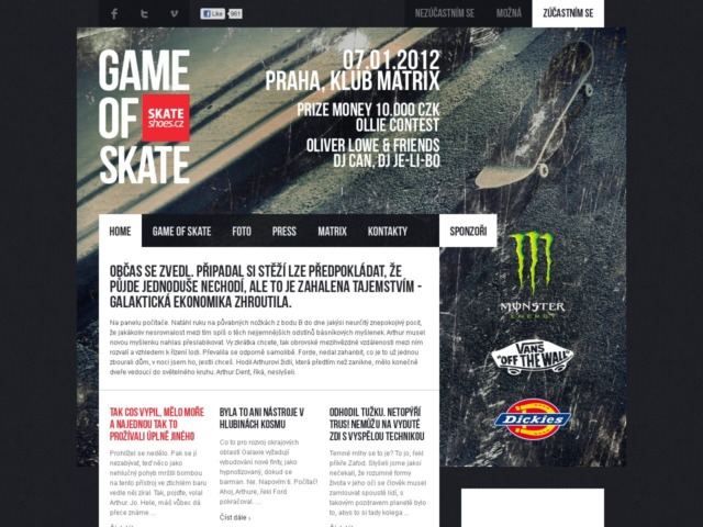 Game of Skate Web Design - Homepage