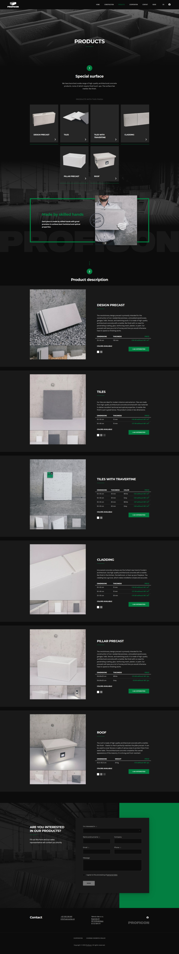 Proficon - Web Development - Products