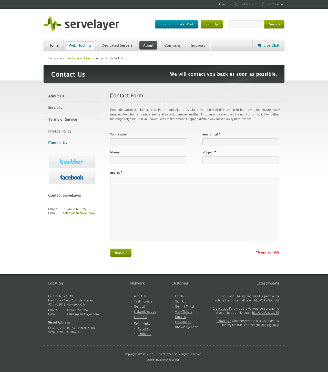 ServeLayer - Web Design & Development - Contact