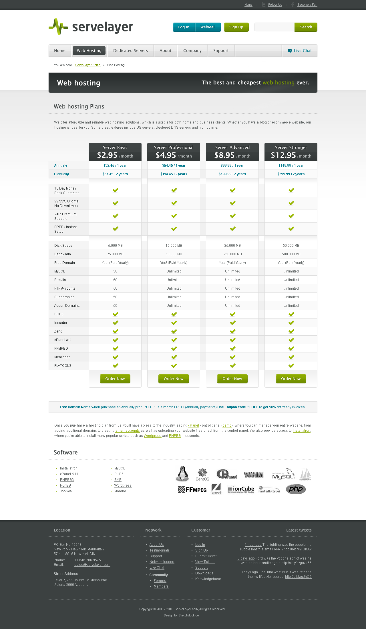 ServeLayer - Web Design & Development - Server Comparison